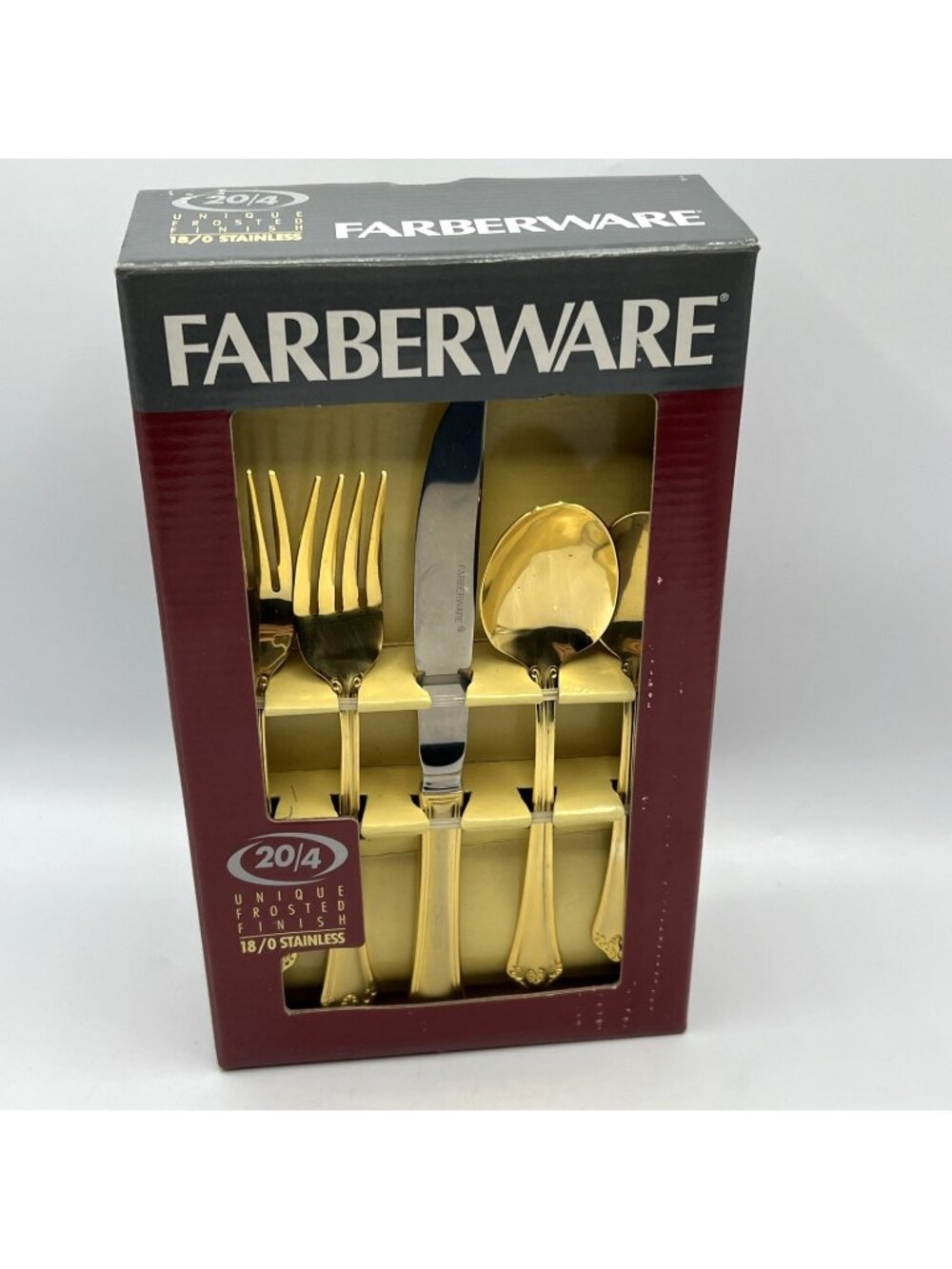 Farberware Camille Gold Contrast Flatware Set 20 Pc Service for 4 Fork Spoon